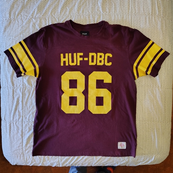 HUF Size Large Football Style Jersey Number Stripe Sleeve Varsity Shirt - Picture 1 of 4